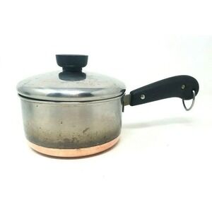 Revere Ware 1 QT Quart Sauce Pan Copper Clad Bottom with Lid Patent 2272609